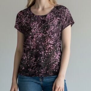Reitman’s Purple Velvet Burnout‎ Floral Top Fairy Whimsigoth Cap Sleeve Sz M
